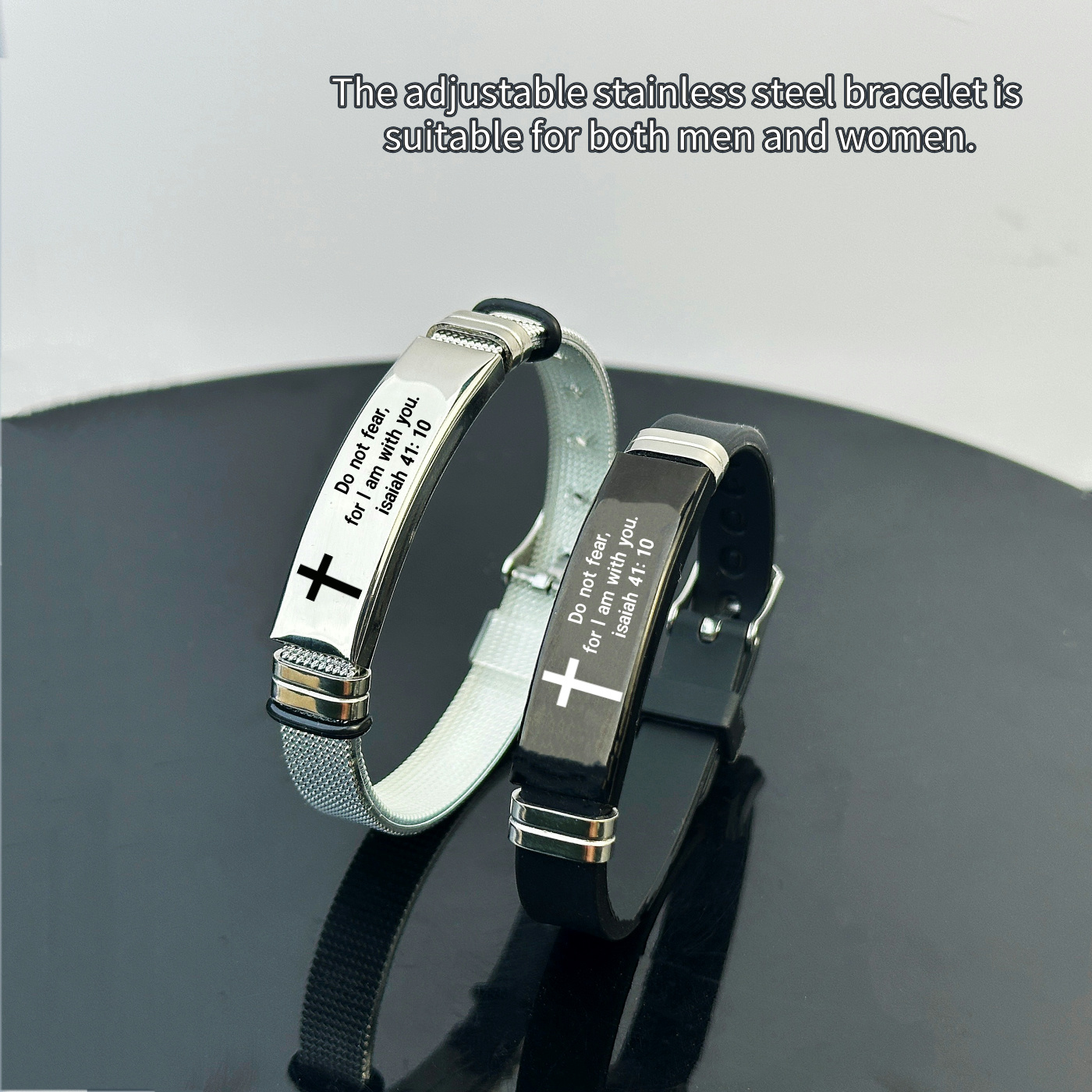 2pcs Adjustable Bible Silicone Bracelet Set