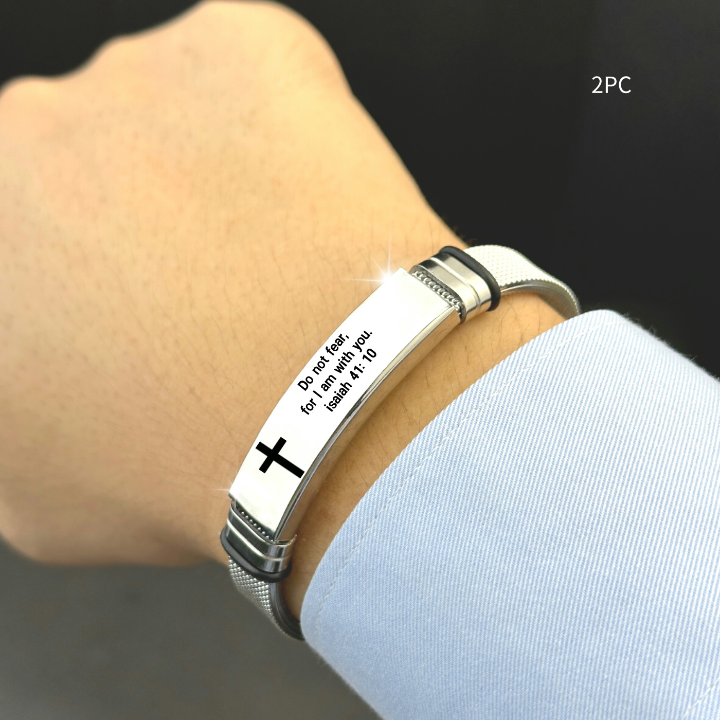 2pcs Adjustable Bible Silicone Bracelet Set