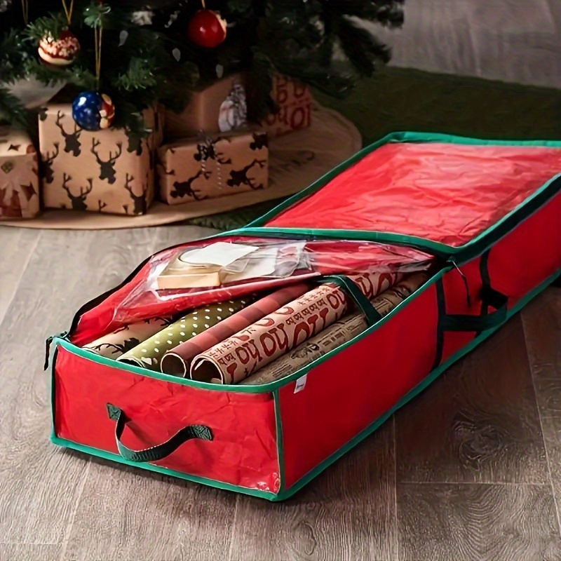 

Christmas Gift Wrap Organizer - , Reusable Storage Box For Wrapping Paper, Ribbons & Decorations - Perfect Organization Solution