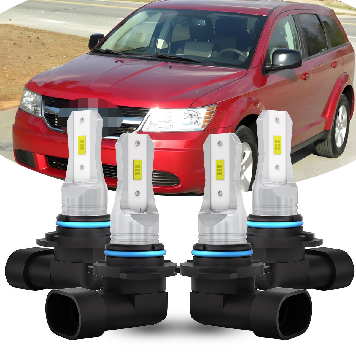 TEMU Combo 4x 9005 9006 Led Headlight Kit Bulbs For Journey 2009-2019, Beam Lamps, 40w 4000lm 6500k,