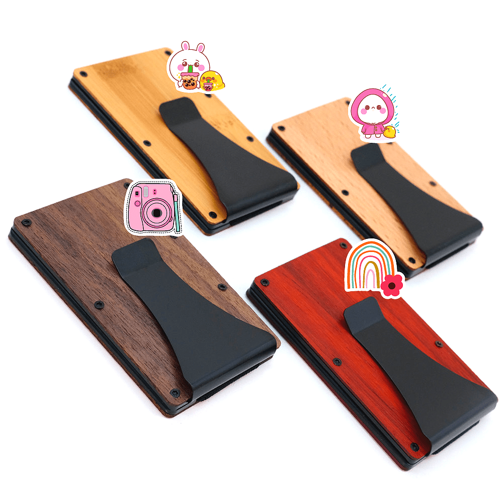 

1/4pcs Men' Clip + Send Random Stickers - Minimalist Men' - Rfid - Tactical Wallet - Men's Credit - Men' Clip (brown