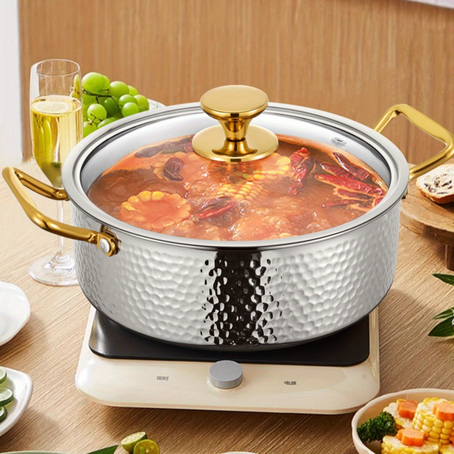 stainless steel   pot 304 sus large capacity restaurant grade chinese soup pot electric gas stove compatible dishwasher safe kitchen cookware details 5