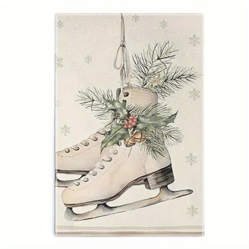 

18 X 26 Inch Ice Skates Kitchen Towel - Machine Washable, , Strong Water Absorption, - Christmas Decor