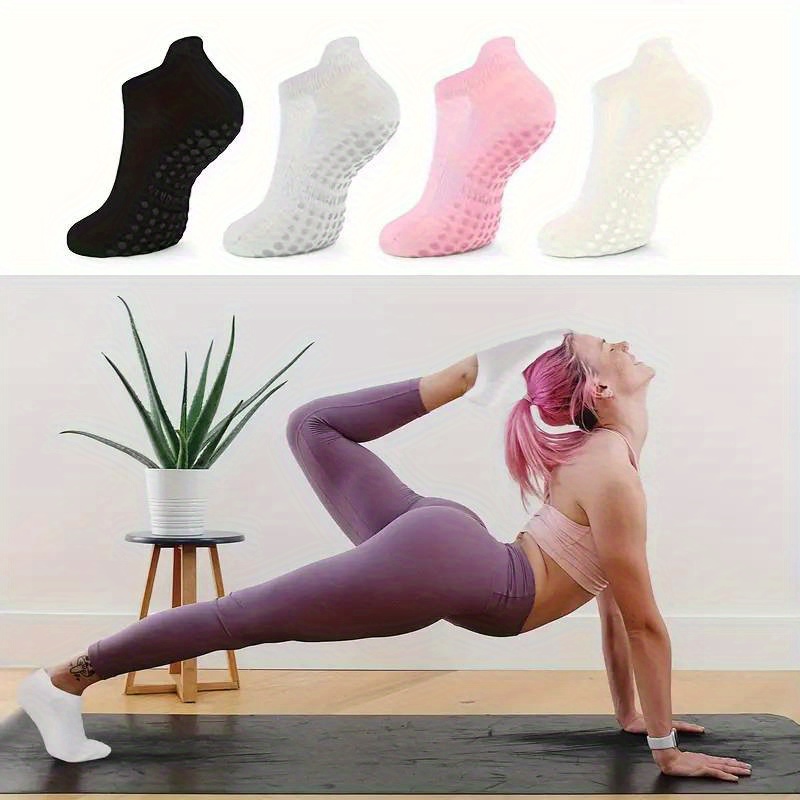 

4pcs Women's Non-slip Yoga Socks - Breathable, Fit For Pilates, Barre, Ballet & Home Workouts