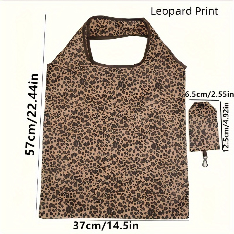 Image of Sexy Leopard Print Large Capacity Leak-proof Foldable Women's - Durable Polyester Tote With Fixed Straps For Shopping, Dining & Daily Use, Shopping Handbag, Fashionable Tote, Spacious Interior