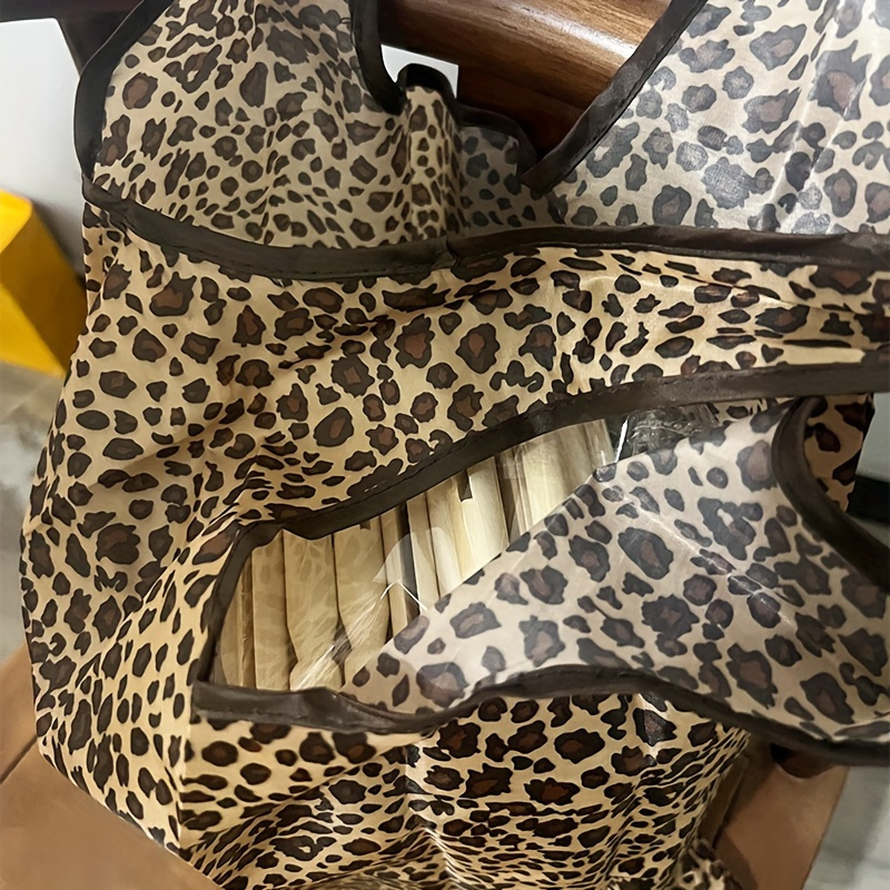 chic leopard print large capacity tote leak proof foldable shoulder bag for shopping dining details 4