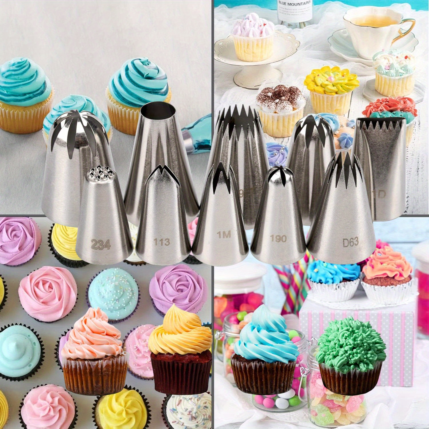 

60pcs Steel Piping Nozzle Disposable Plastic Piping Bag Decoration Set Includes Frosting That To Decorations Cakes Shops