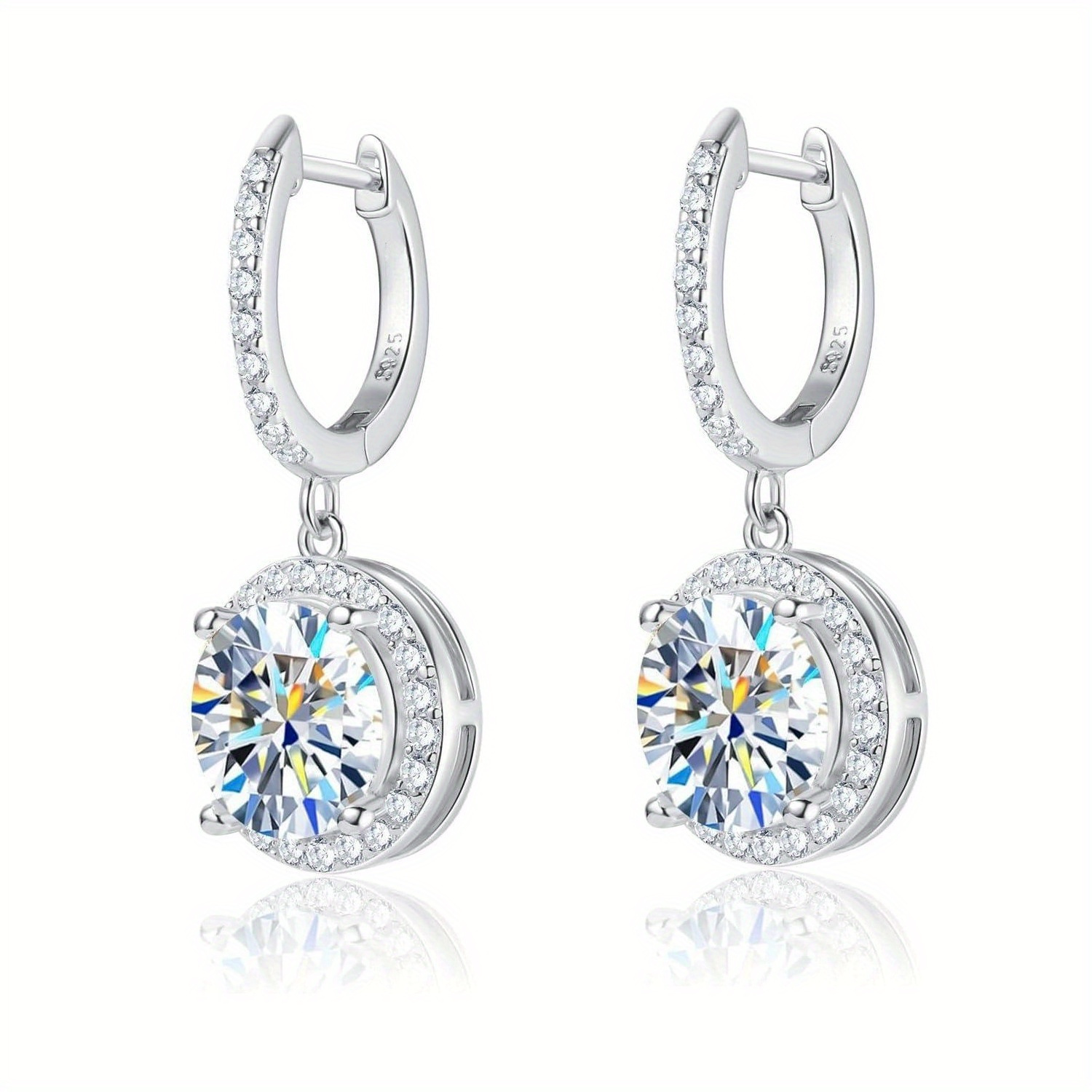 

925 Silvery 2ct Moissanite Round Pack Earrings