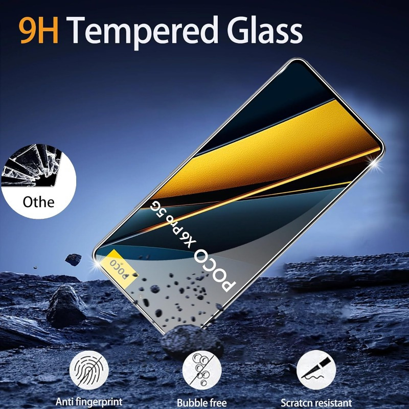 TEMU Xiaomi Poco X6 Pro 5g Screen Protector With Camera Lens Protector, 9h Hardness Anti-scratch Tempered Glass , Case Friendly, Anti-fingerprint, Anti-scratch (1+1 Pack) Transparent