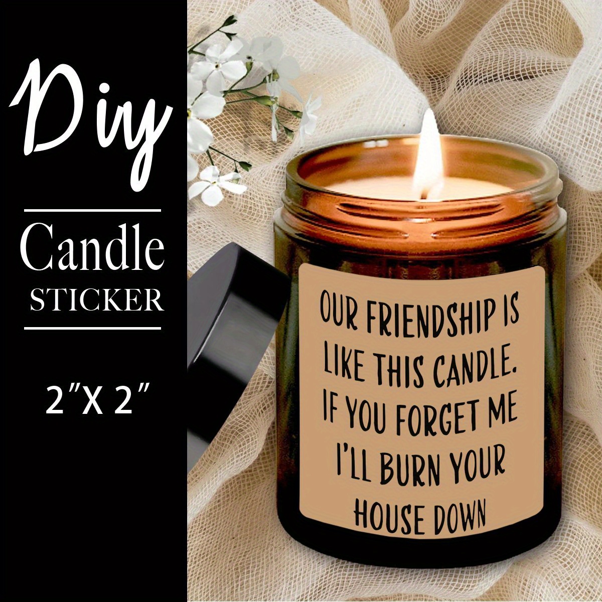 

2inx2in 1pc Candle Sticker Gift - Candle Sticker Gift Idea For Women, Best Friend, Mom, Bff, And Female Friends - Day, Graduation, Birthday, And Going Away