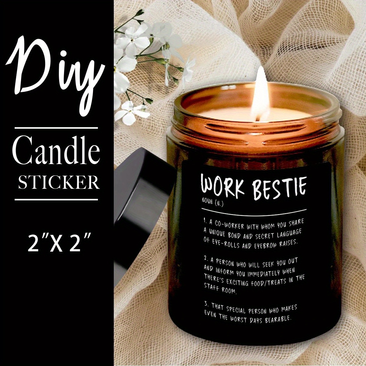 

1pc Candle Sticker, 2x2 Inch Funny Paper Decal, Celebratory Gift For Best , Personalized Candle Label Idea