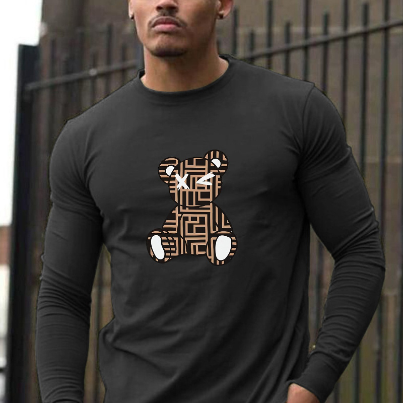 

Chic Apricot Men's Long Sleeve T-shirt - Casual Crew Neck, Stretch Fabric, Fall/winter & Gifts