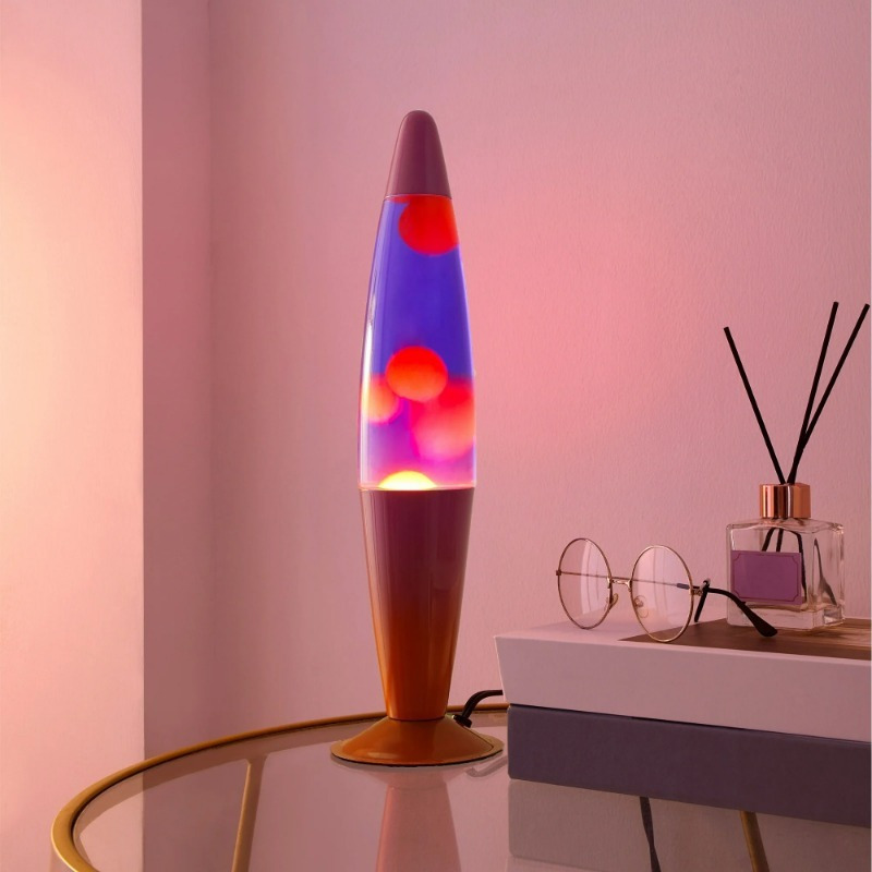 TEMU 16" Lava Motion Lamp, Metal Base, / Rose Gold/ / / Pink & Orange Ombre/ / Blue