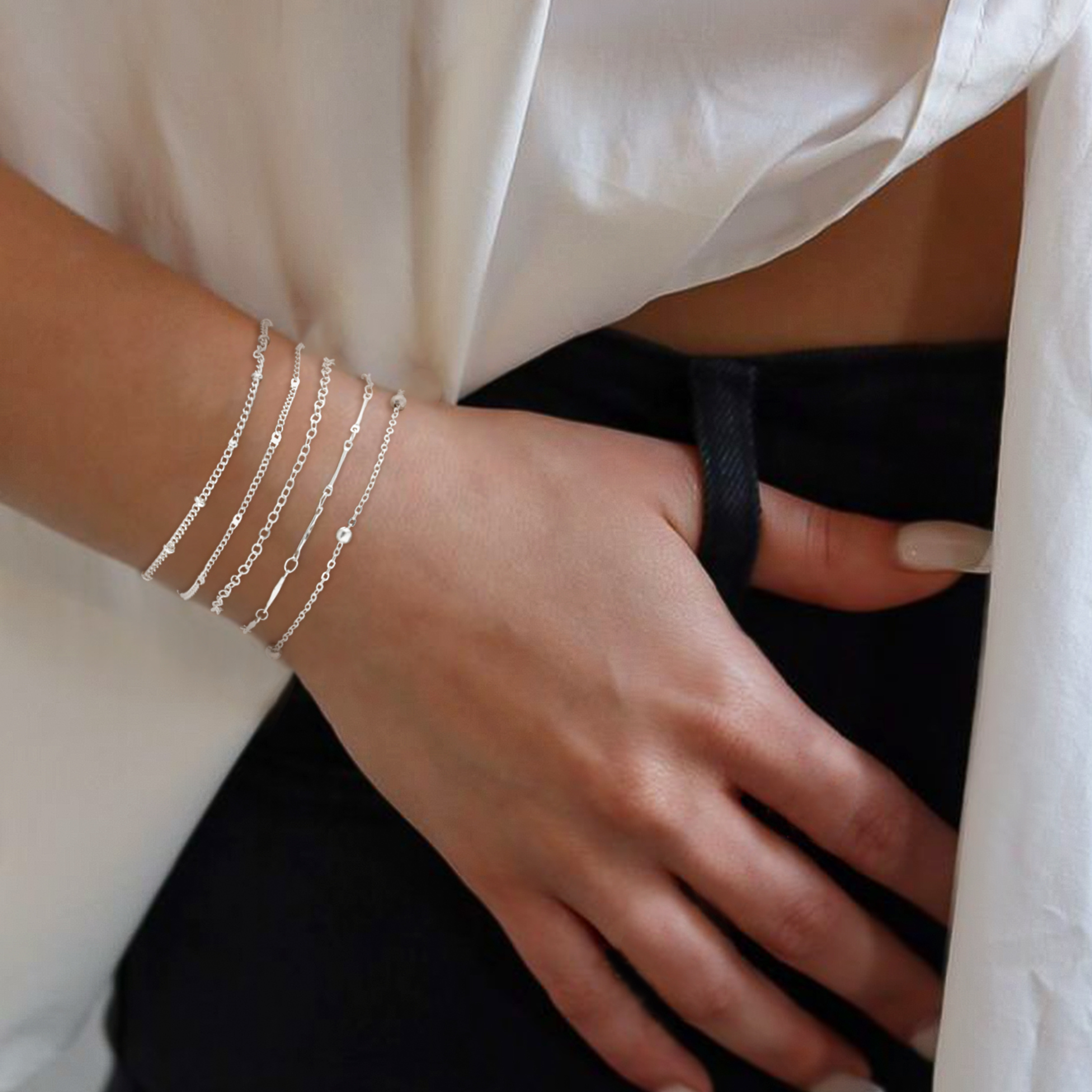 5pcs Sexy Women's Bracelet Set - Minimalist Design, Copper Material