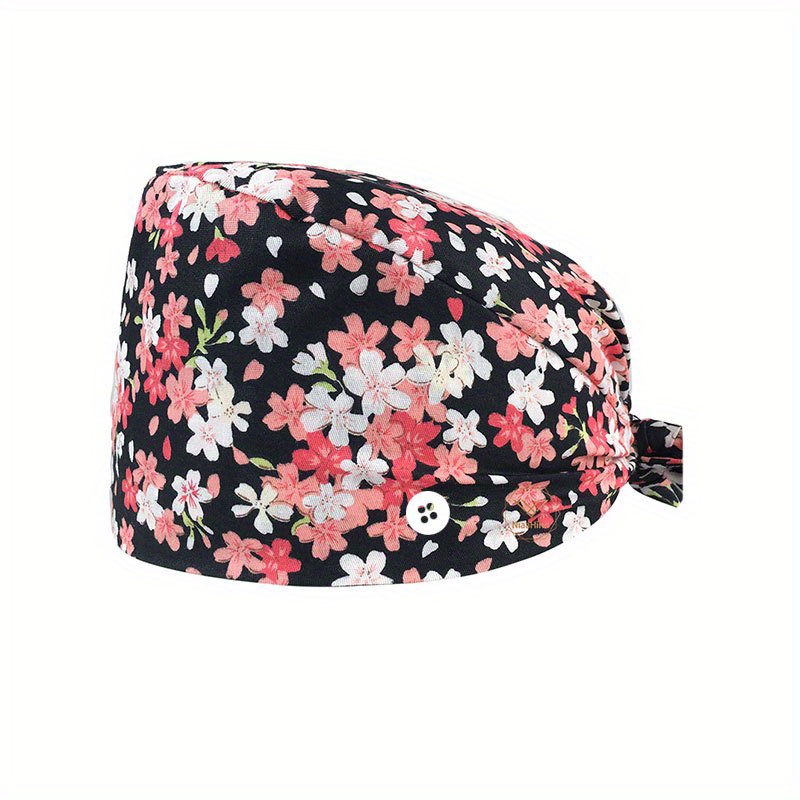 Bouffant Cap Women, Adjustable Working Hats Elastic Scrub Hats N 並行輸入品 Cotton Working Cap with Button Sweatband Adjustable Heartbeat