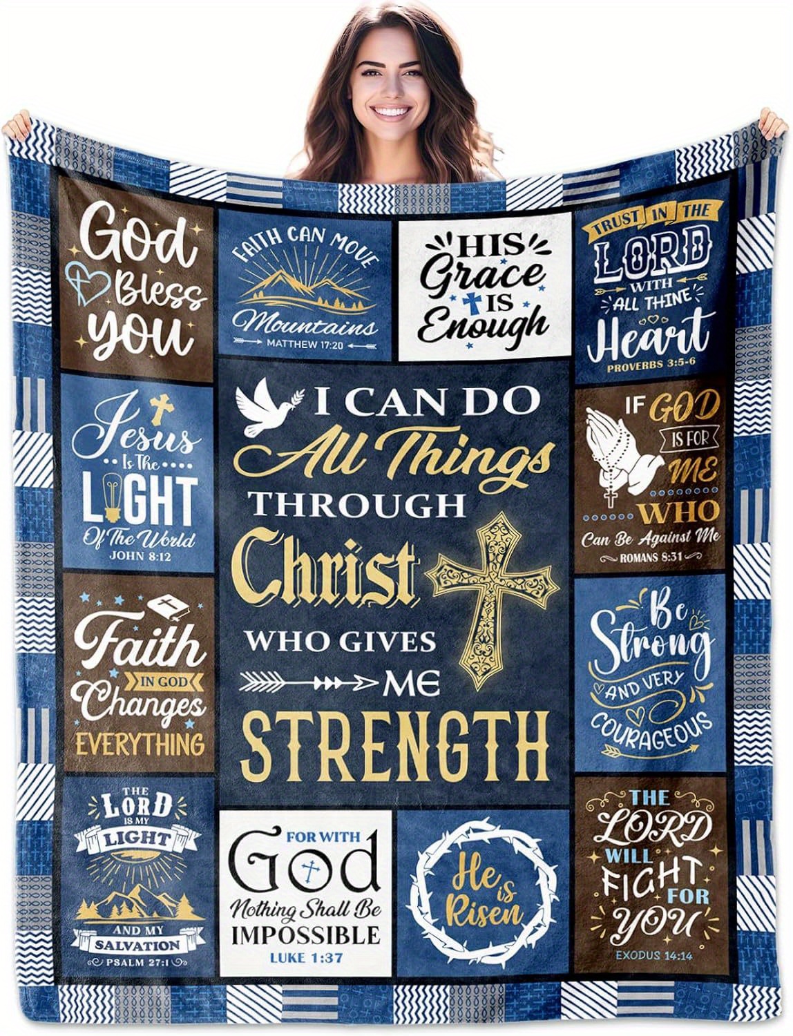 vintage religious inspirational quotes blanket   flannel fleece throw   machine washable knitted lightweight   blanket   theme gift for faith   details 4