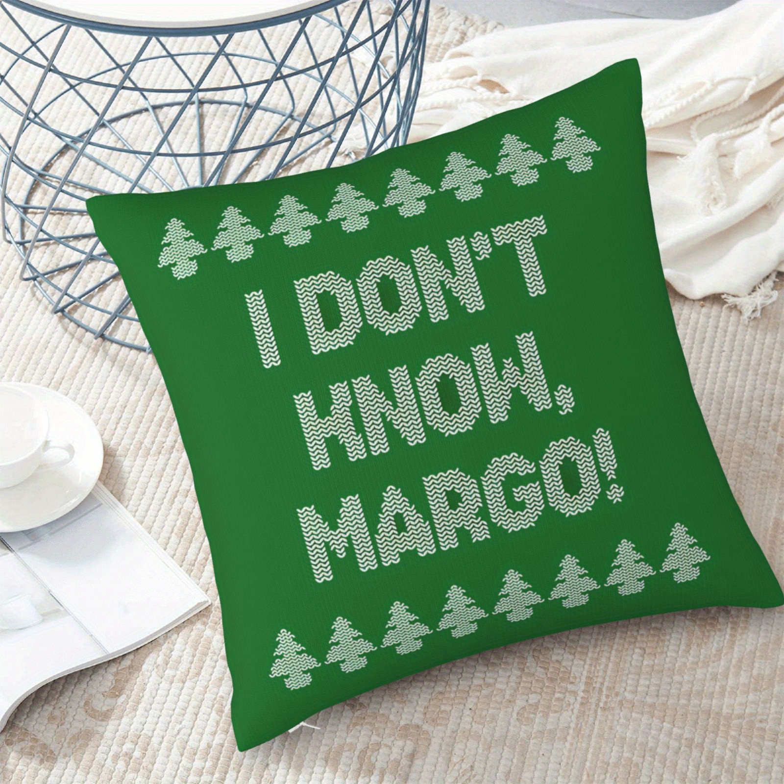 

' , !' Christmas Pillow Cover - 18x18 Inch Double-sided Print, Holiday & Thanksgiving Decor, Soft Polyester With Zipper Closure, Machine Washable - Ideal For Living Room & Bedroom