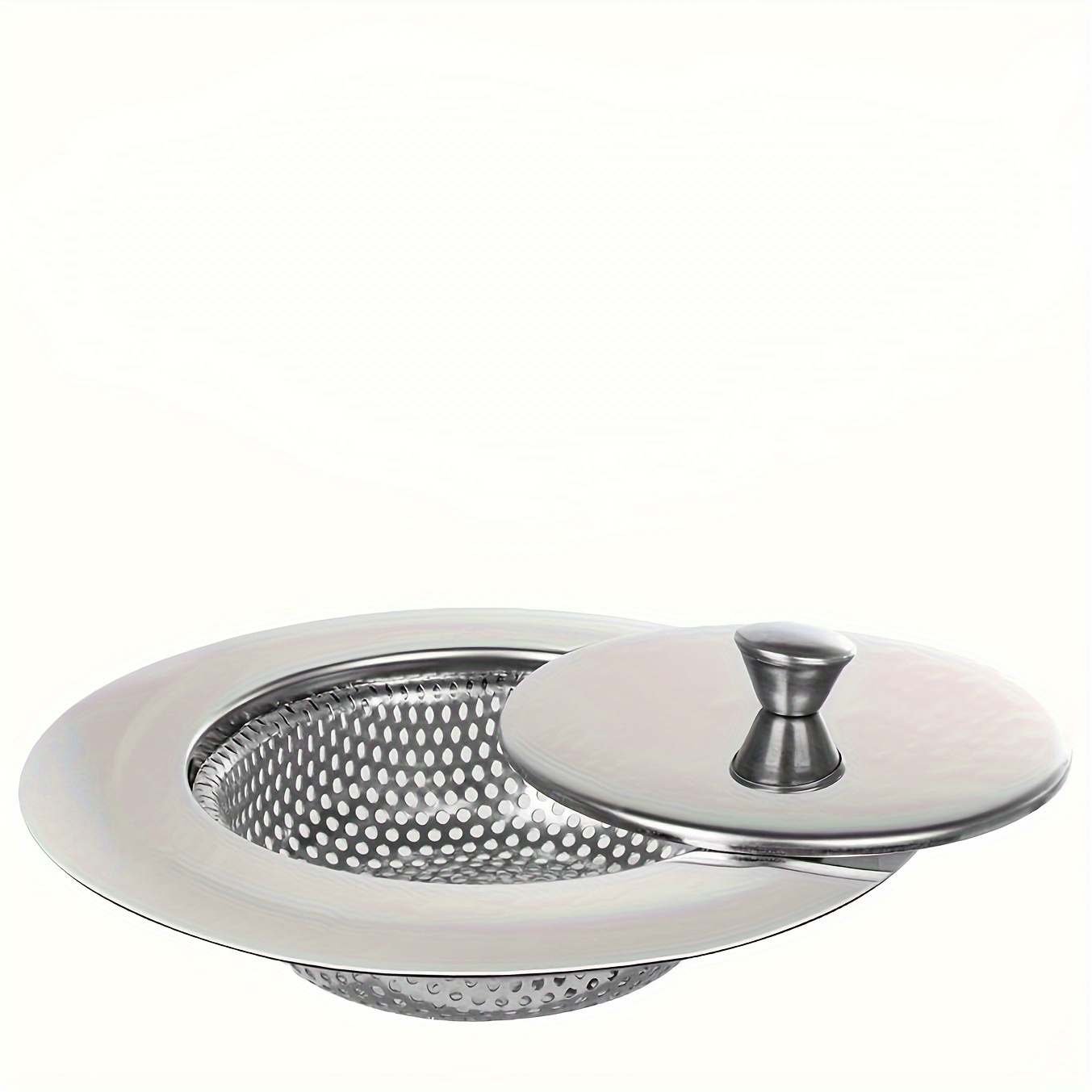 [stainless Sink Filter] 1 Durable Kitchen Sink Filter With Cover - Accessory, Fashionable , Polishing Treatment, Efficient Collection, And