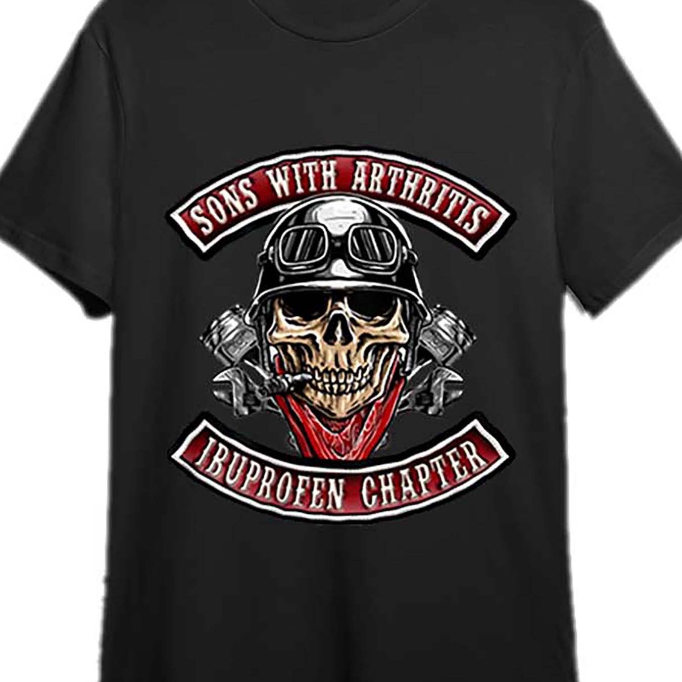 

With Arthritis, , Has An Interesting Motorcycle 334326, An Interesting Short-sleeved Pattern T-shirt Series For Men, Black Pr.