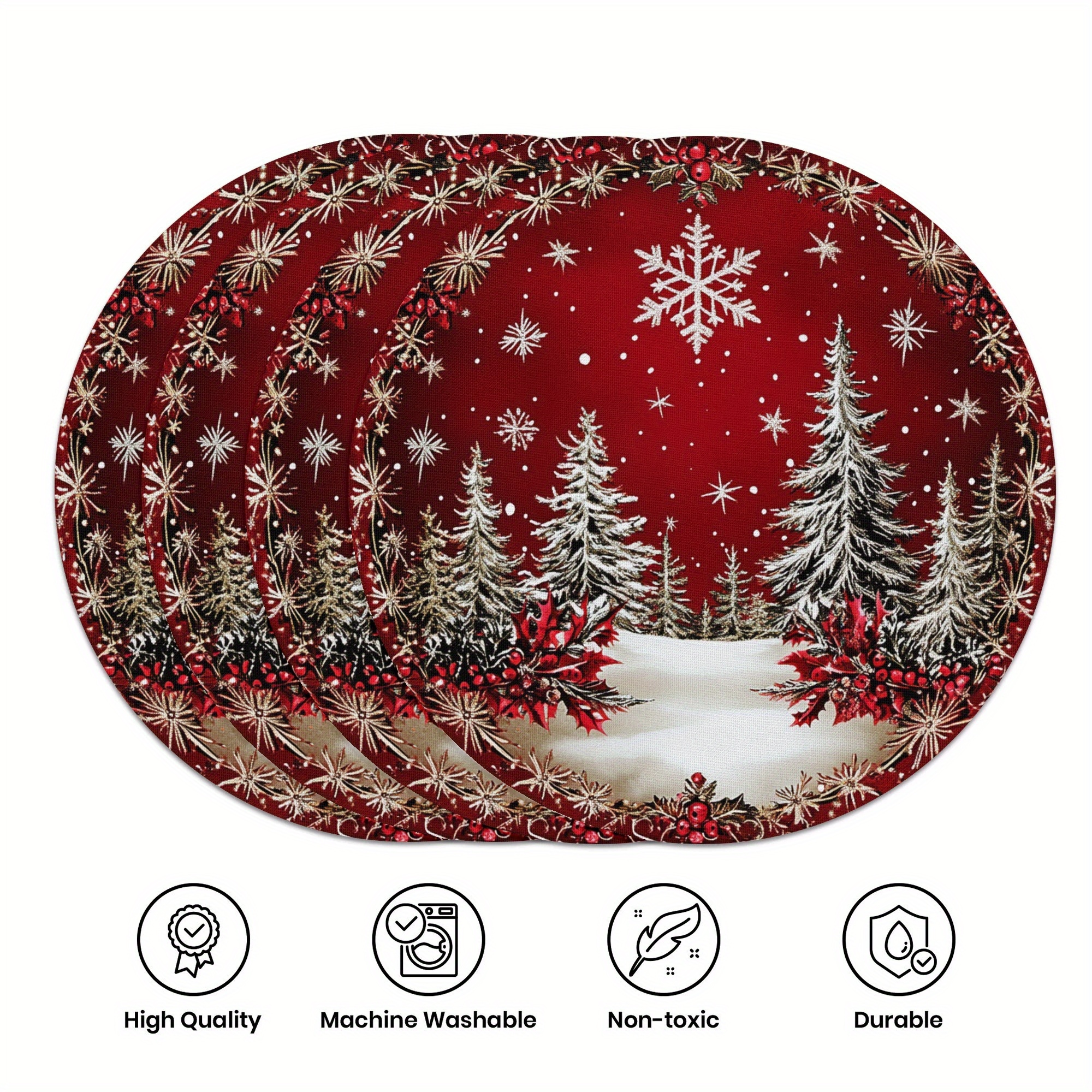 

4pcs Set, Placemat -15 , Christmas Pattern, -slip And -, For Christmas Placemats, Dining And Furniture Decoration, For Christmas,