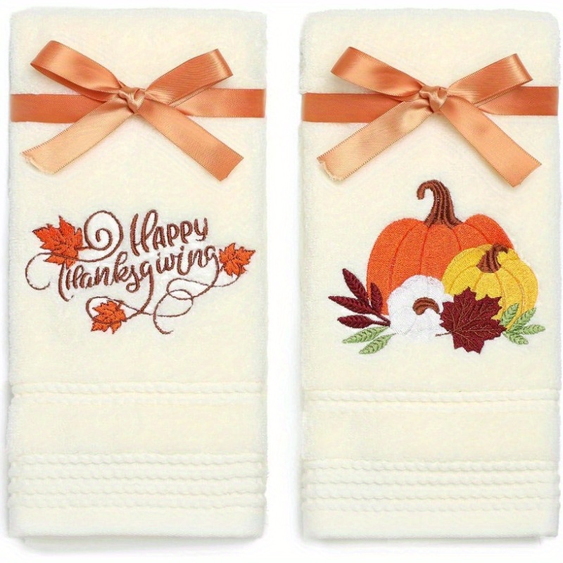 

2- Embroidered Towels, Polyester, , Rectangular, , , Fall , Decorative Bathroom Dish Towels Set