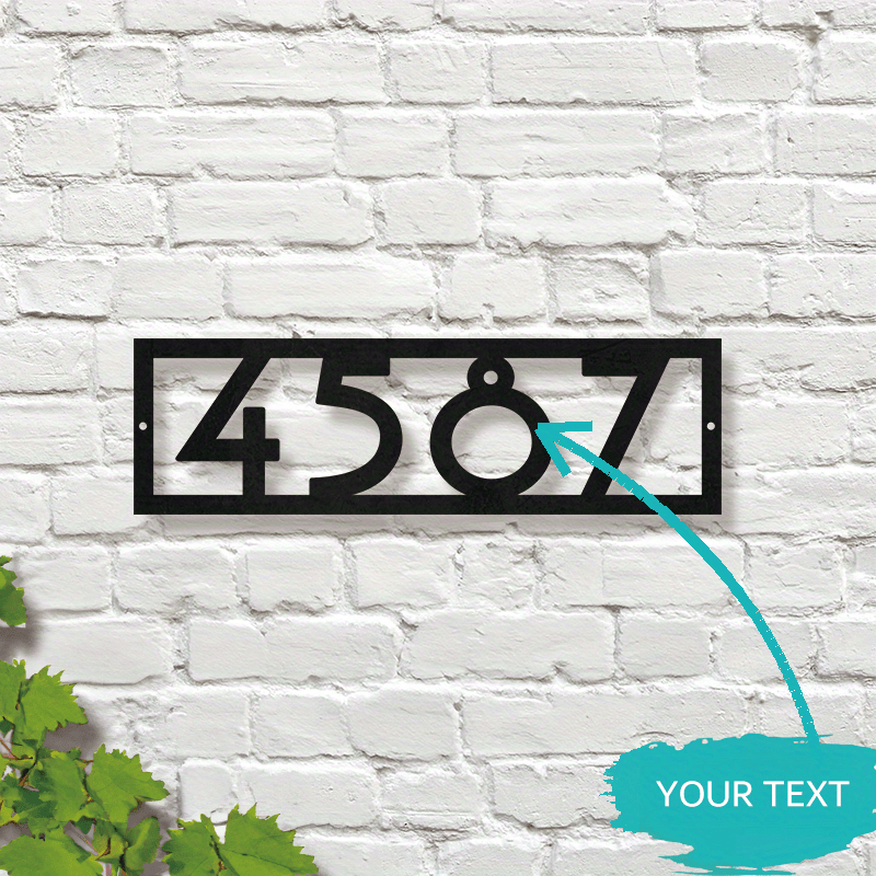 customizable iron scroll address sign personalized house number name plaque for front door garden decor housewarming gift black details 2