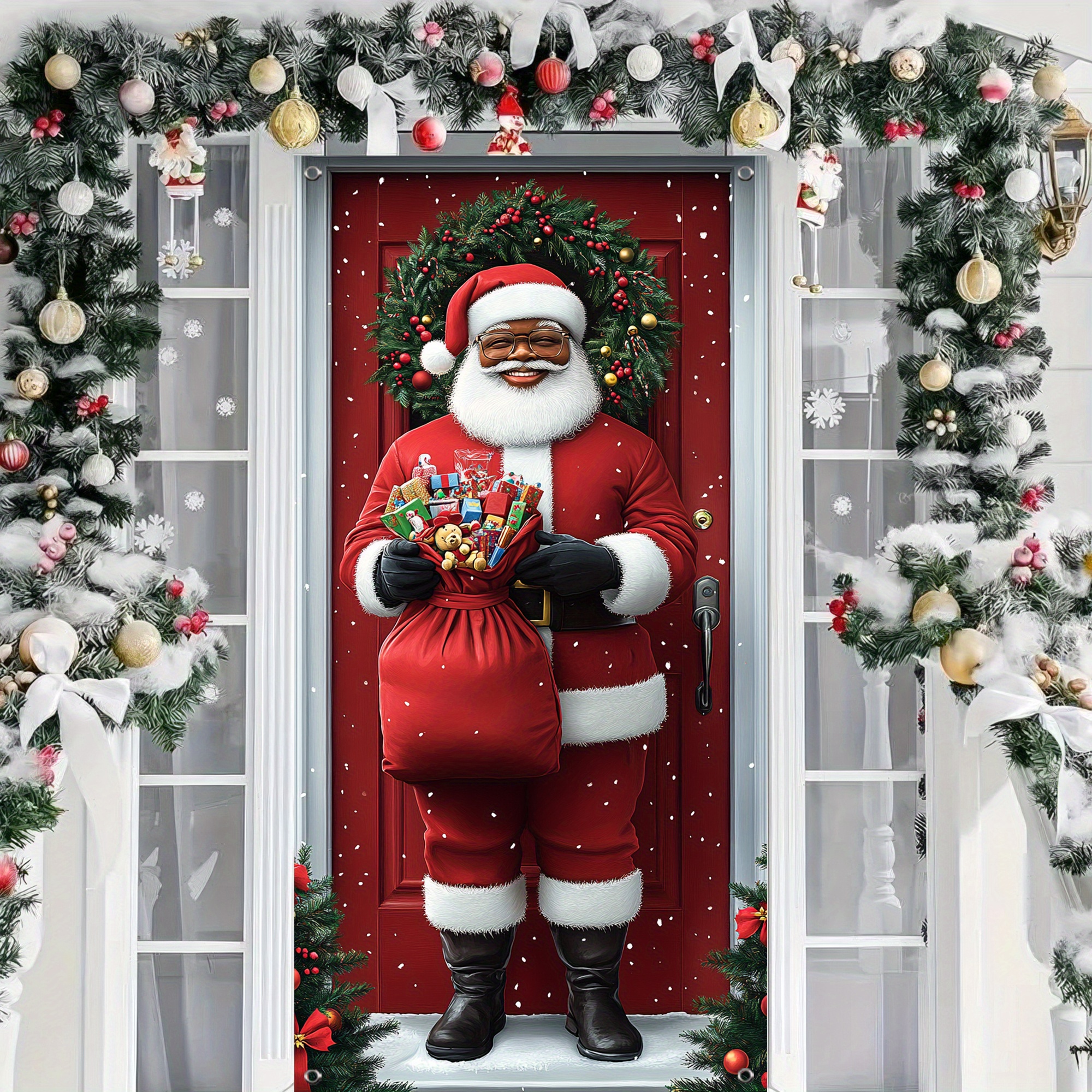 

2d Door Banner, Santa Claus Door Banner - 35.4" X " Polyester, No Power Needed - Indoor & Outdoor Holiday Decorations, Parties