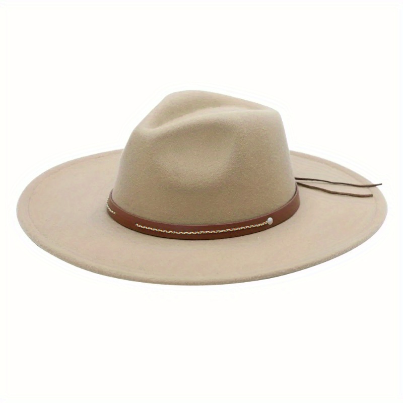 

Jacqulyn Ultra Felt Leather Stiched Band Wide Brim Hat