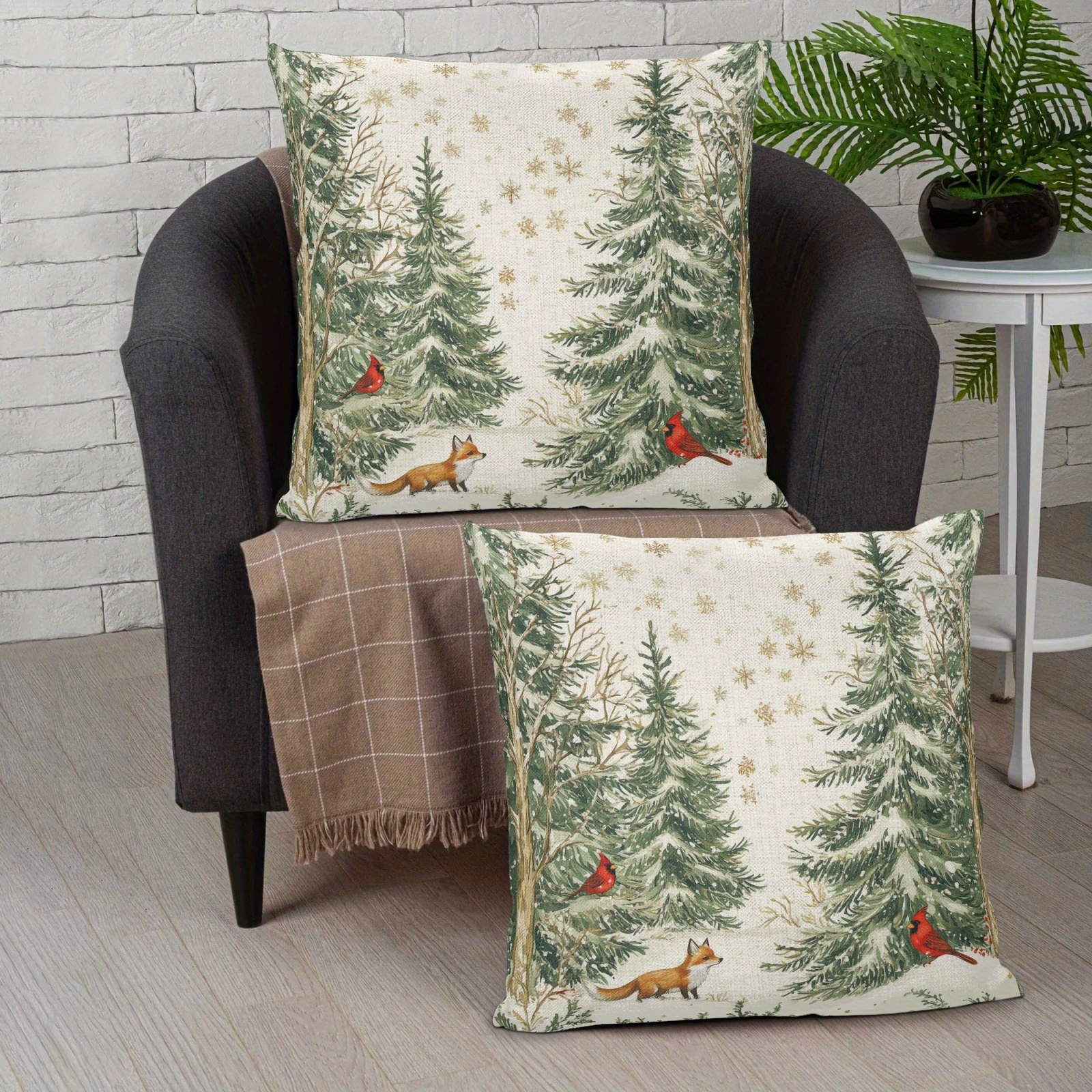 

Set Of 2 Polyester - 18x18 , Fox & - Christmas For