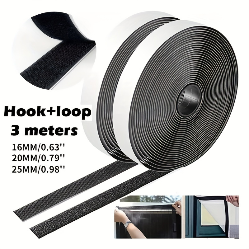 

High Durability Self-adhesive Hook & Loop Tape - Width 16/20/25mm, Strong Nylon Strip For Diy Projects, Home Use - Roll, Adhesive,