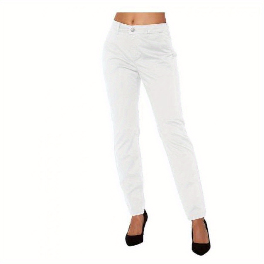 

Women's Elegant High Waist Capri Pants - , Stretch Denim , Button Detail, Ideal For & Streetwear, Machine Washable