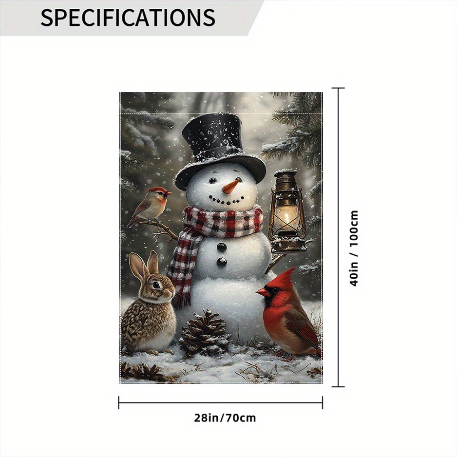 TEMU 1 pc, de neige et lapin de jardin , 28x40 pouces, décoration en polyester extérieur double face, de bougie de Noël, décoration de pelouse et de
