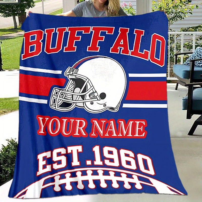 

Personalized Buffalo Football Custom Name Blanket - Soft, For All - Perfect Gift For Family & Friends - Ideal For , Camping & Travel