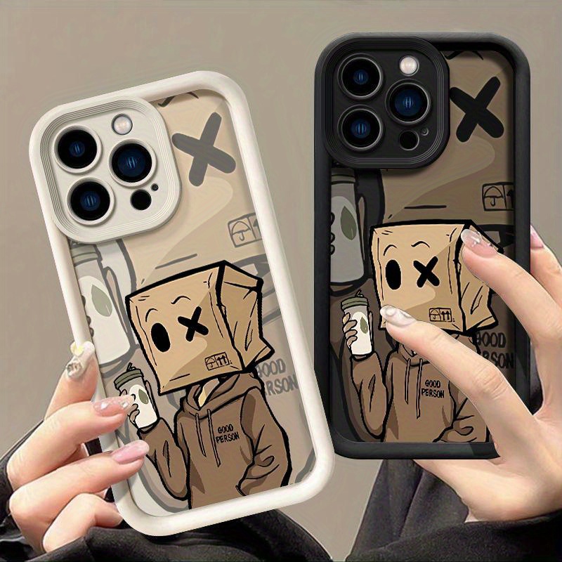 

Coque de Téléphone Mat avec Motif de Boîte de Dessin pour Homme pour 15 14 11 Pro Max XS Max X XR, Protection Mat, Antichoc