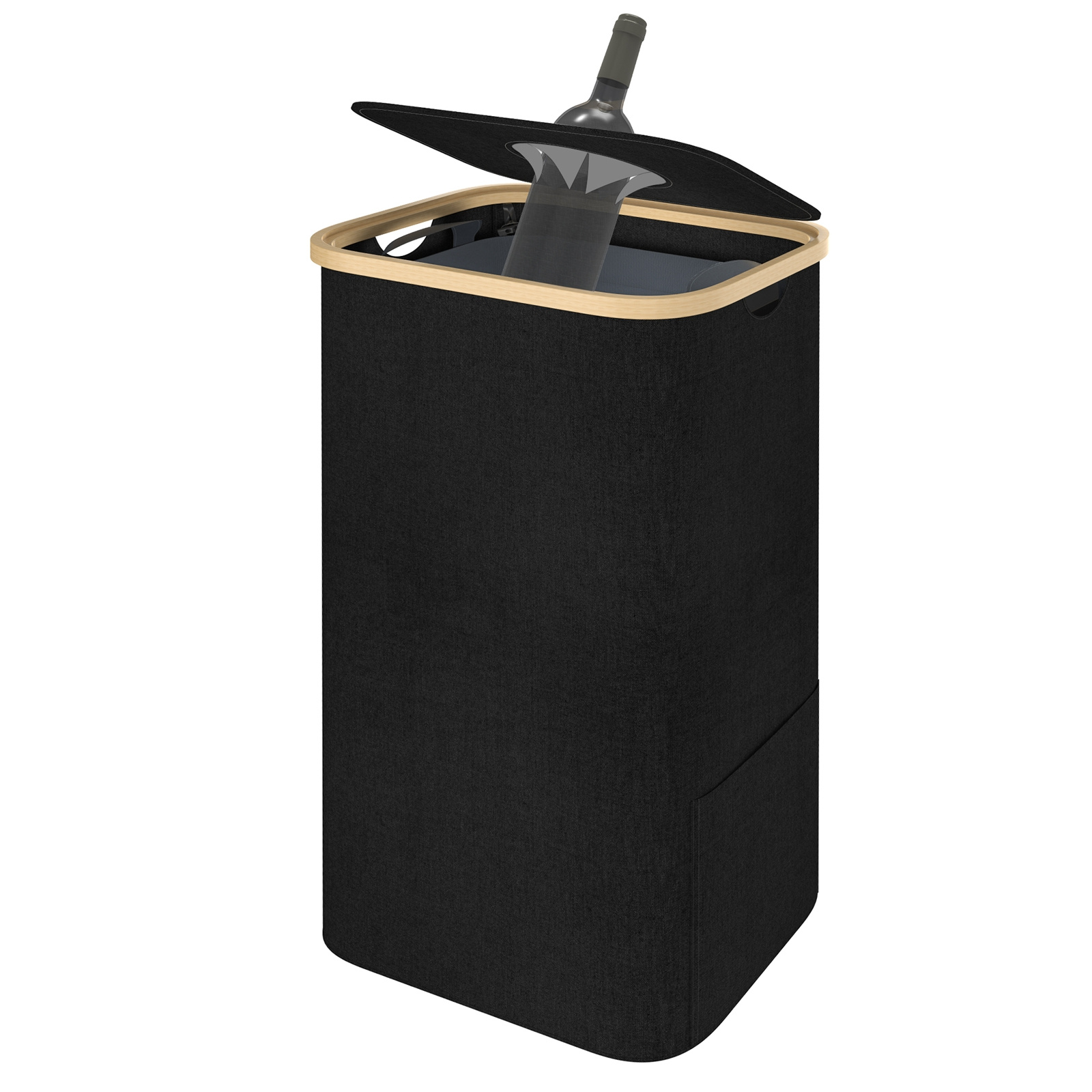 

97 Container Recycling Bin Bottles Waste Bin Inner Pockets 40 X 30 X 75 Cm Grey Black, Shelf Baskets