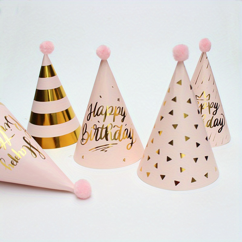 5pcs vibrant birthday party hats festive paper headwear with golden accents polka dots creative photo booth props cool party favors versatile decor for birthdays christmas thanksgiving new year no electricity needed festive accessories celebration headwear   design durable party decor