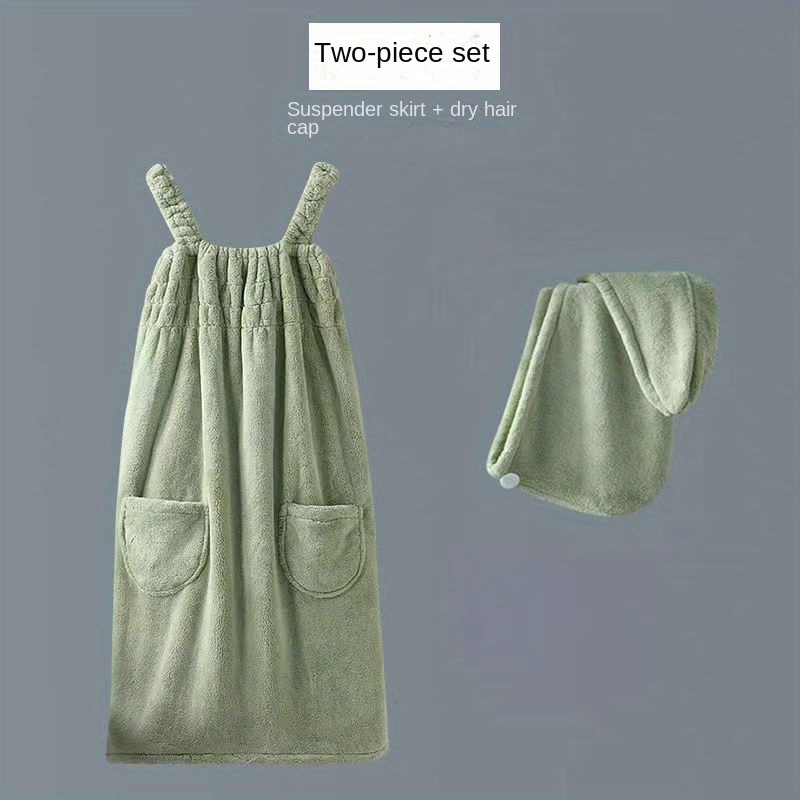 

Two- Bath Towel And -drying Cap , Fleece Adult Bath , Bathrobe , Bath Towel Towel, Bathroom