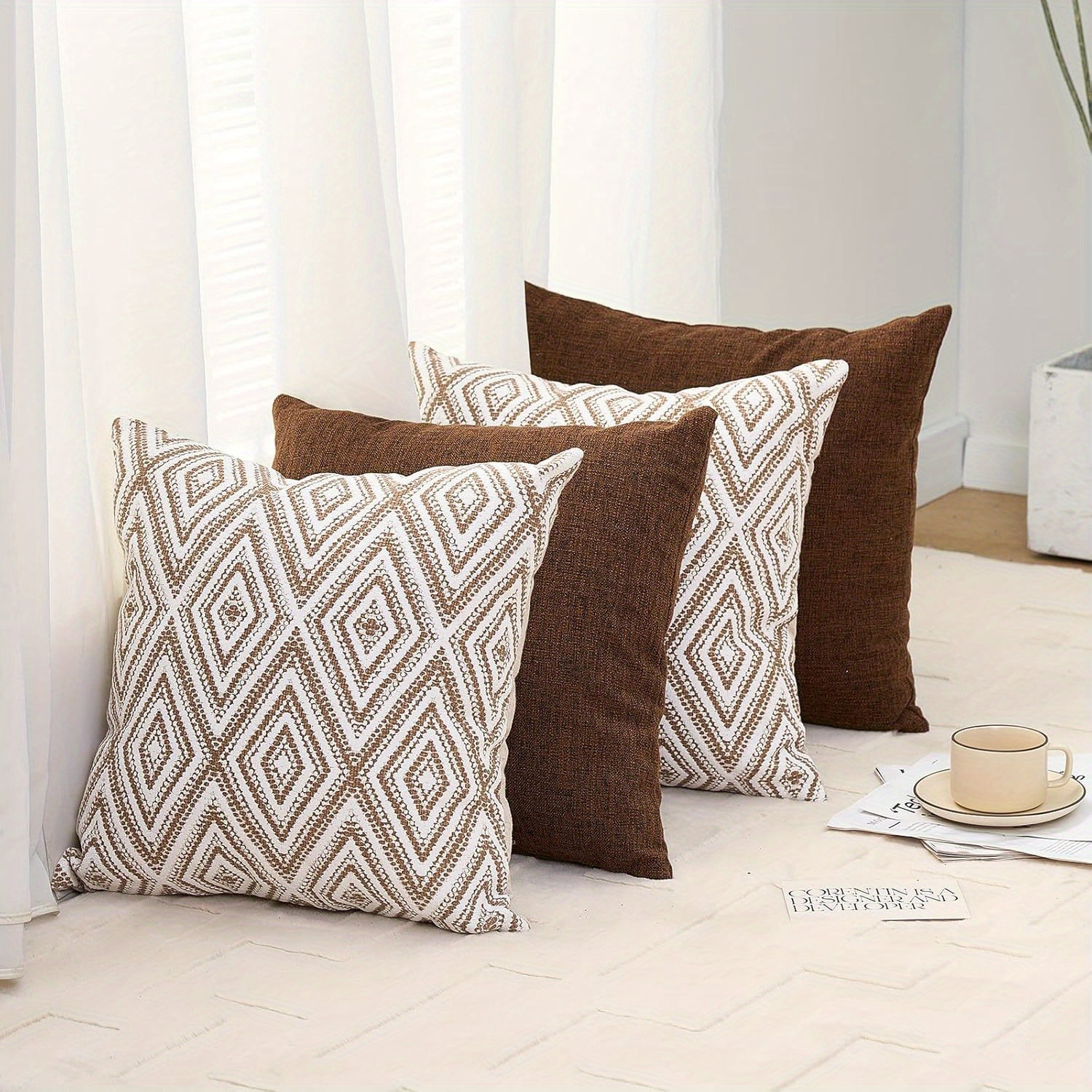 

4pcs, Light Gray Blue Pillow Cover, A Set Of 4 Pillows, Soft, And Textured, Suitable For Sofa, Bed Cushion