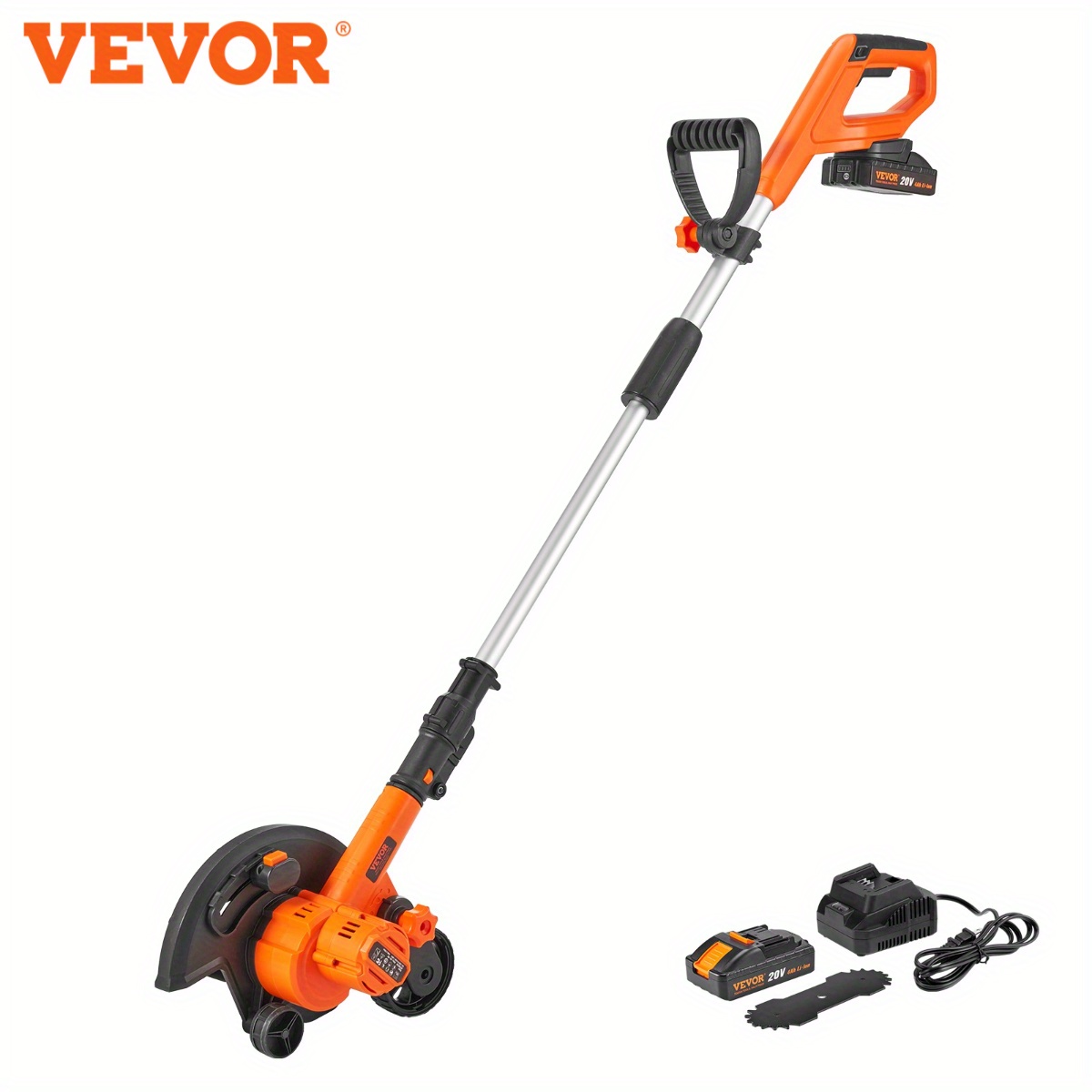 

1pc Vevor Cordless Lawn Edger, 20v Battery Powered With 9-inch Blade, 3-position Adjustment, Metal Construction, Includes Charger, For Lawns, Driveways, Borders, , Lawn Maintenance Tool|sleek | Build