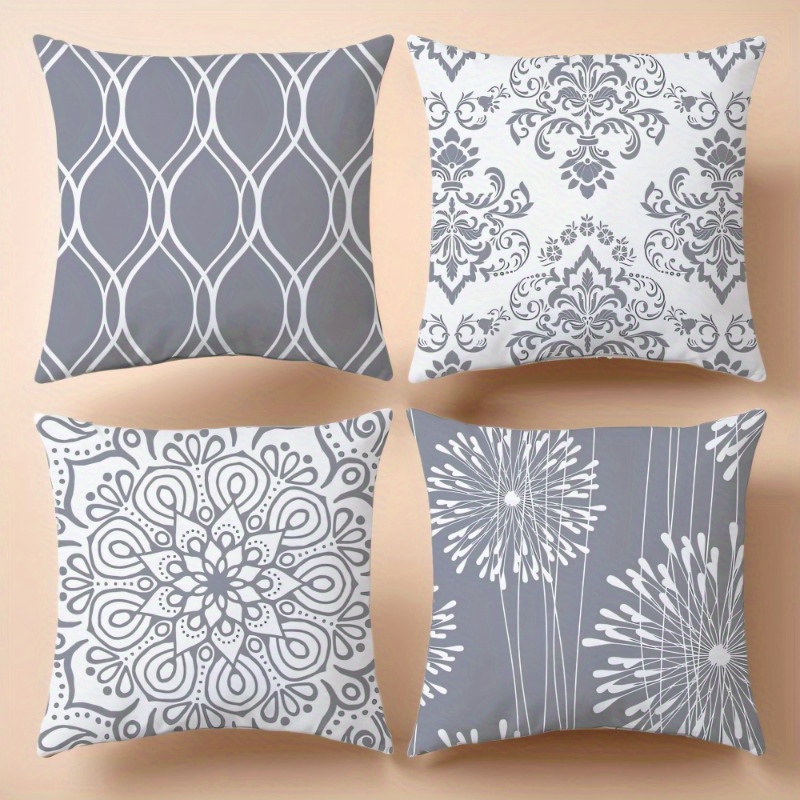 

4pcs Modern Geometric Throw Pillow Covers, Decorative Cases For Sofa And Living Room, Farmhouse Style Outdoor Pillowcases, Mixed , Decorative Pillows