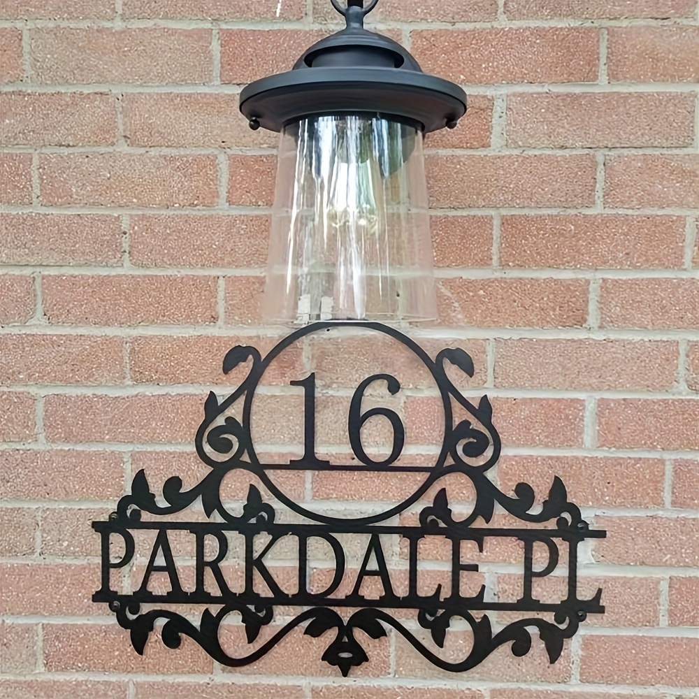 

Custom Number & Street Name Sign - Personalized Iron Address Plaque For Outdoor, Home Decor - Perfect Gift For Christmas & Halloween