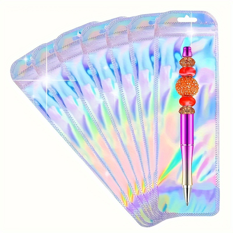 Image of Gift For Her/him 50pcs Holographic Gift Bags - Silvery & Rose Golden, Resealable Zippered Pouches For Makeup Brushes, Pens, Lipsticks & Jewelry - Ideal For Small Businesses