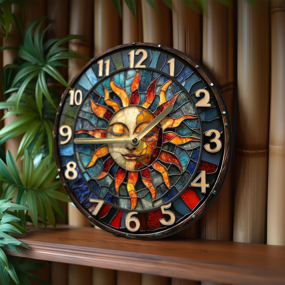 1pc 8x8 pulgadas reloj pared sol vidrio manchado reloj Temu Ecuador