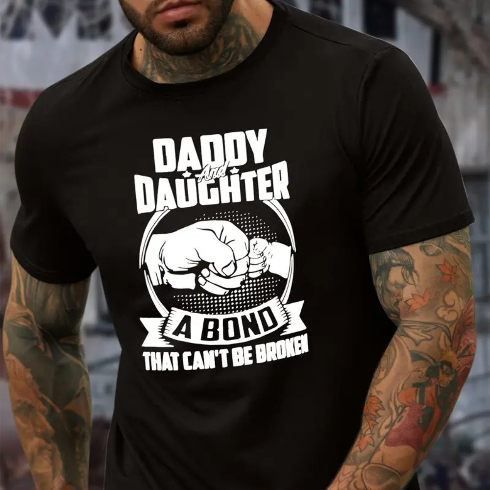 

Dad And Daughter Print Tee Shirt, Tees For Men, Casual Short Sleeve T-shirt For Summer