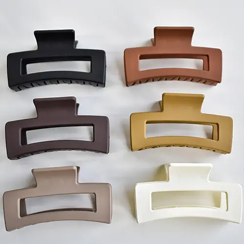 2pcs acrylic hair claw clip set for women minimalist style solid color oblong shape middle size 14