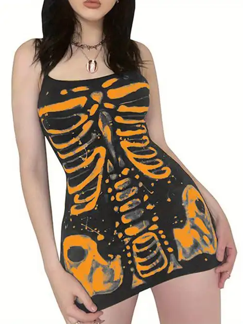 women's halloween skeleton bodycon dress spaghetti strap sleeveless mini sling dresses | Great Deals | Temu women's halloween skeleton bodycon dress spaghetti strap sleeveless mini sling dresses | Great Deals | Temu