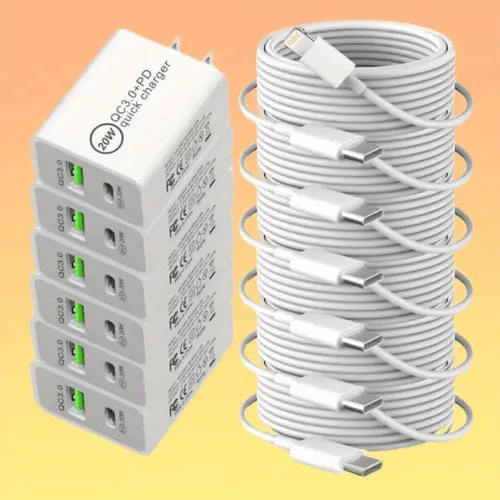 6/ 12pcs MFi QC3.0 PD Charger Set - Super Charger with 4ft USB-C Cable Rapid Charging for IPad and Devices Fast Charging 3.3ft Sync Cord for 14 11 Pro Max XR XS X 8 7 6 Plus SE Mini with USB