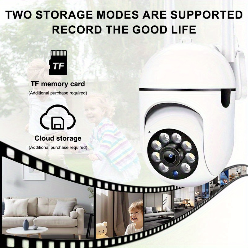     camera with 3mp resolution wifi   auto tracking   night   motion detection 355 horizontal 90 vertical view two way audio   wall mountable panoramic all weather details 10