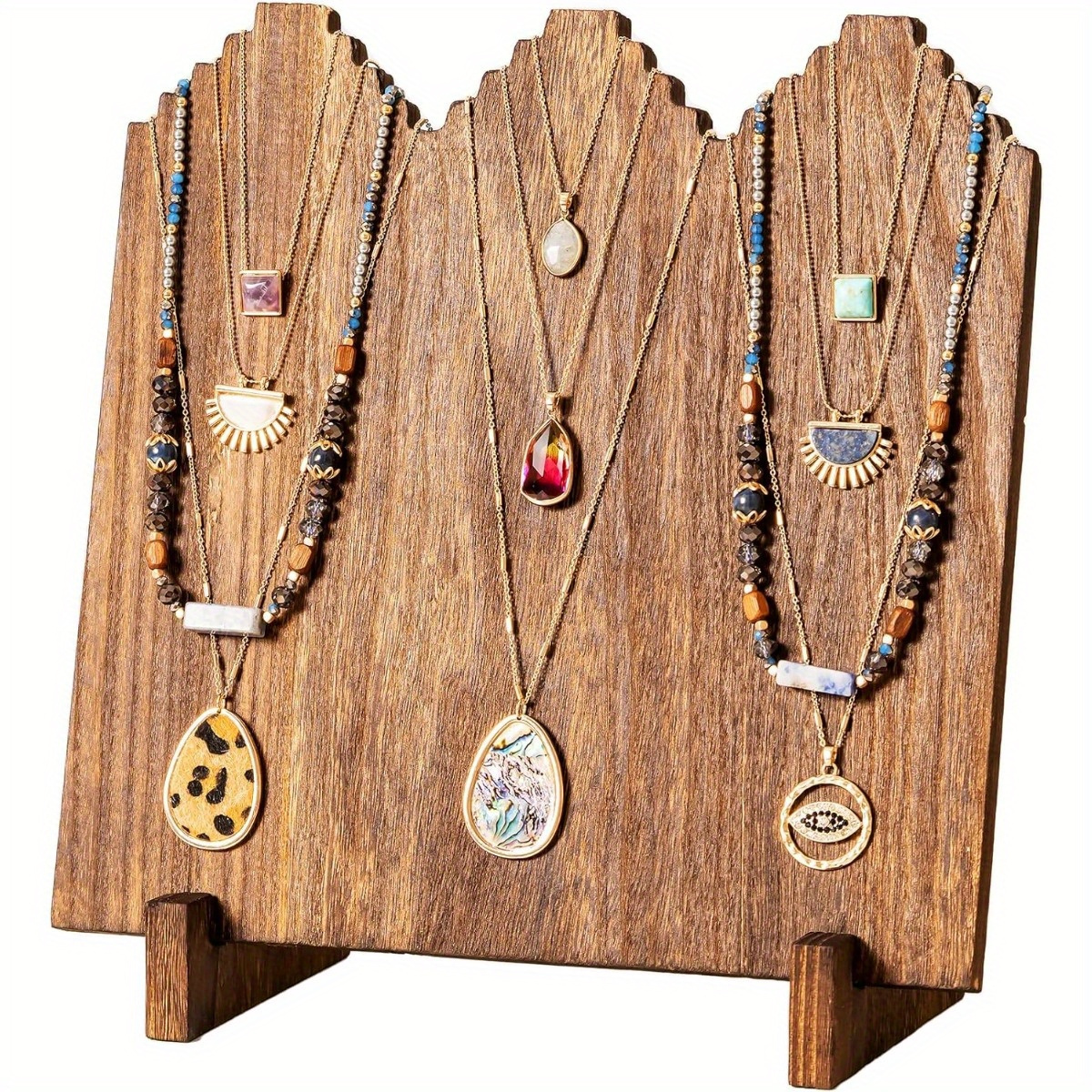 

Elegant Wooden Necklace Display Stand - Freestanding, Multi-necklace Holder For Vendors & Craft Shows, Hanging Jewelry Organizers