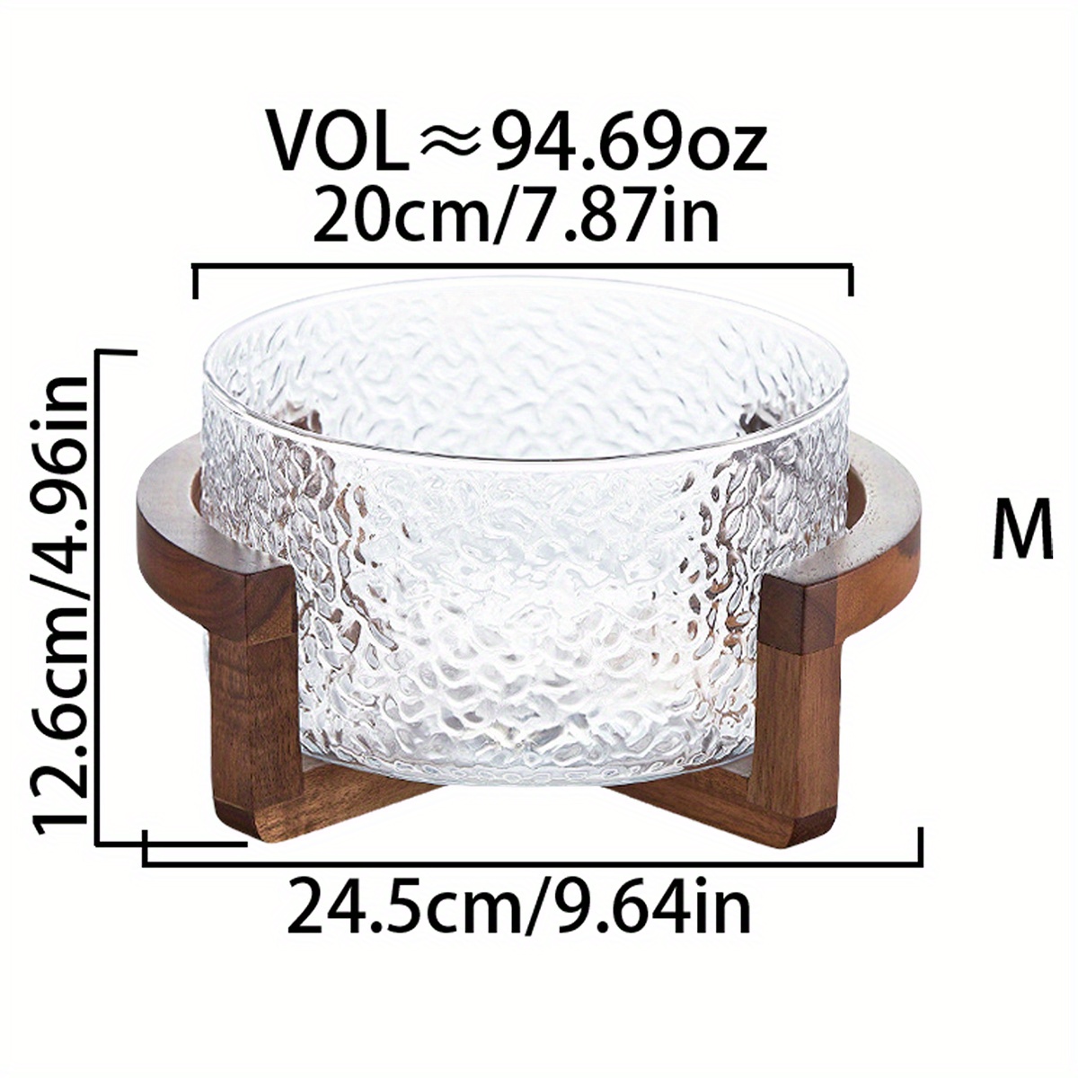 2pcs Set Handcrafted Glass Fruit Bowl With Wooden Base - Perfect For Snacks, Salads & Gifts - Ideal For Weddings, Banquets, Birthdays & Christmas